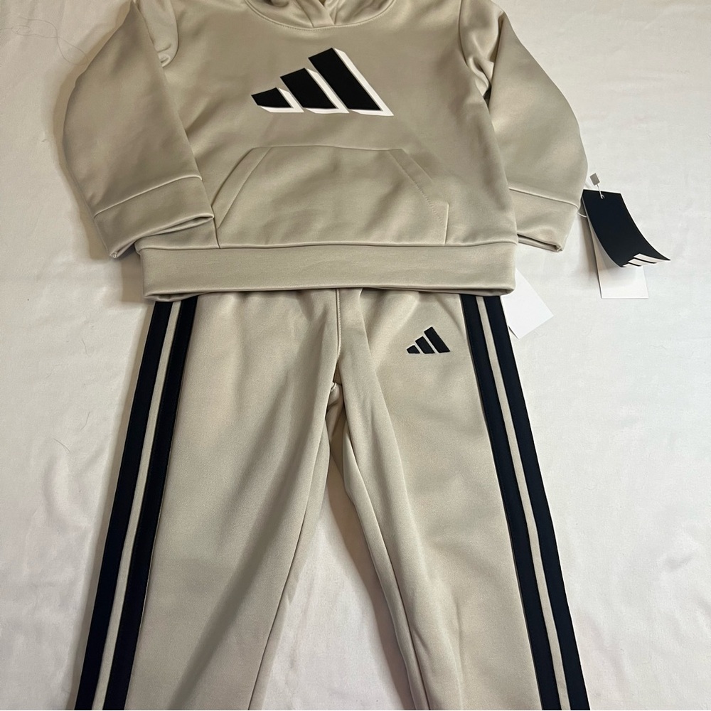 adidas Kids Beige‎ Sweatpants & Hoodie Set - Picture 2 of 4